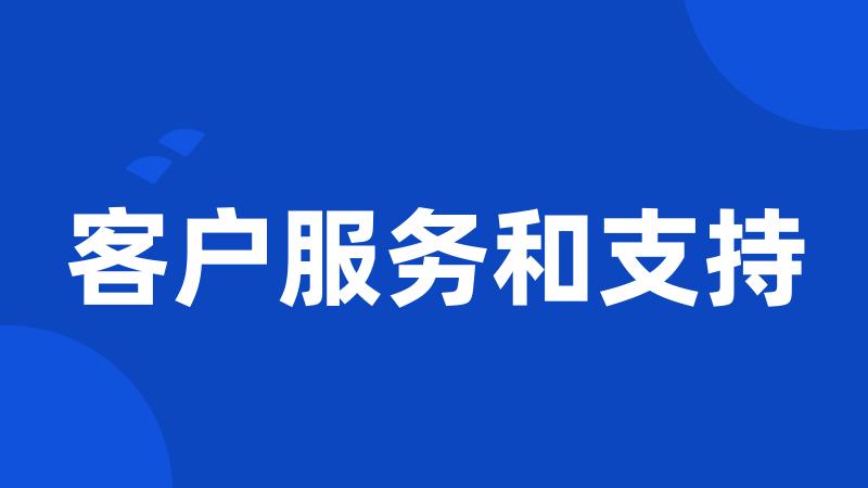 客户服务和支持