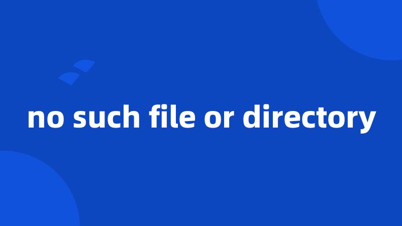 no such file or directory