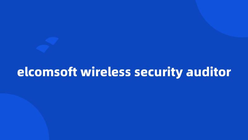 elcomsoft wireless security auditor