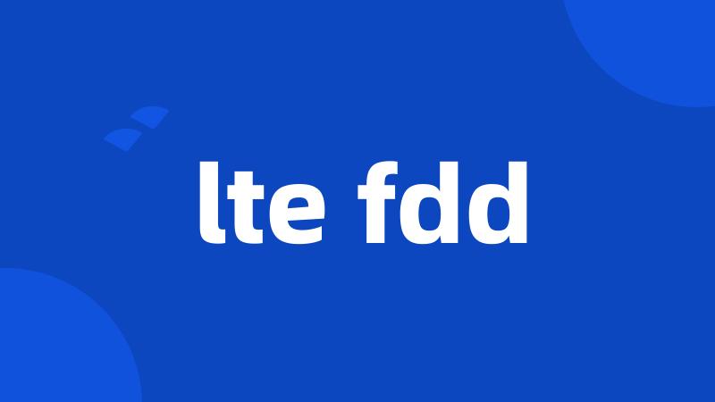 lte fdd