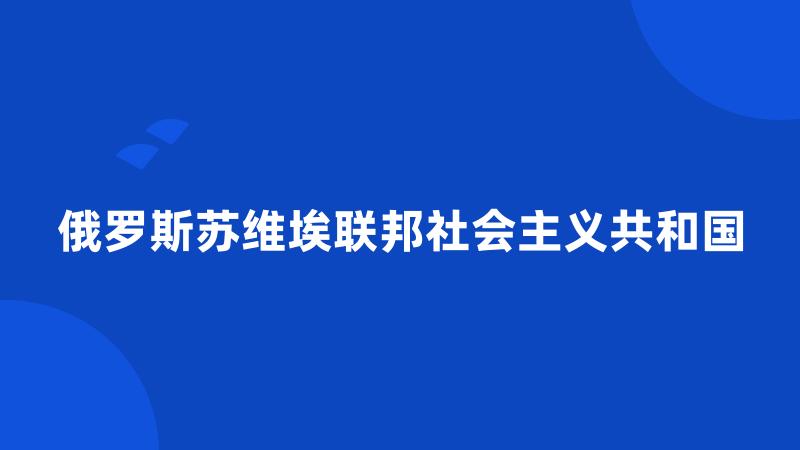 俄罗斯苏维埃联邦社会主义共和国