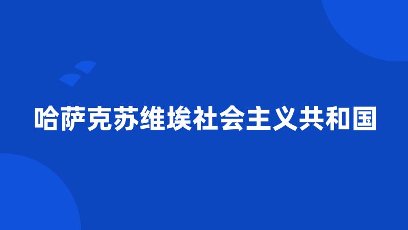 哈萨克苏维埃社会主义共和国