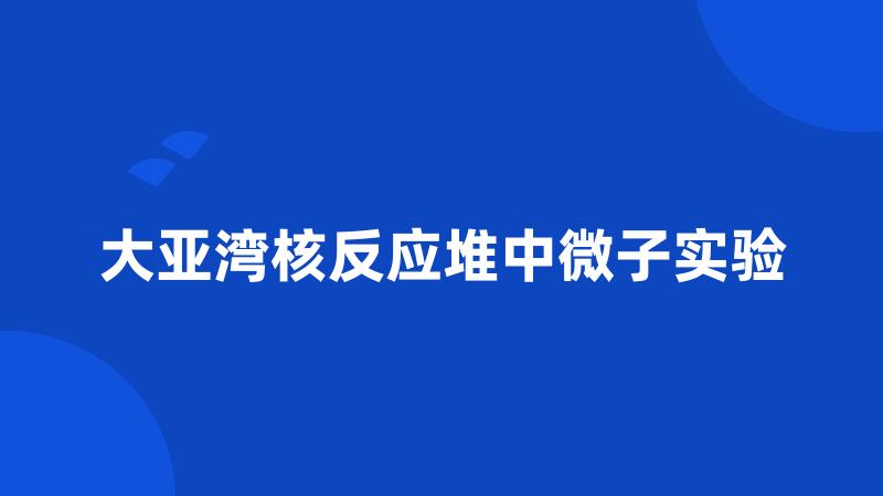 大亚湾核反应堆中微子实验