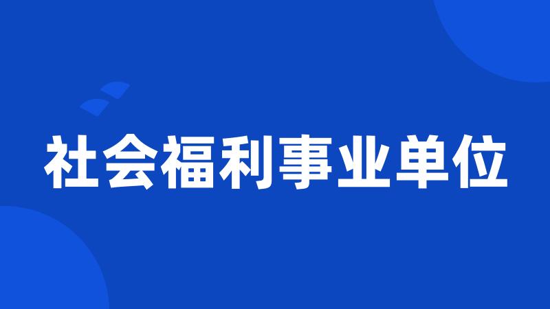 社会福利事业单位