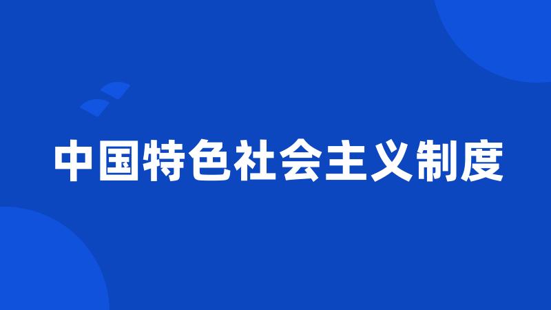 中国特色社会主义制度