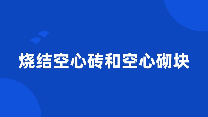 烧结空心砖和空心砌块