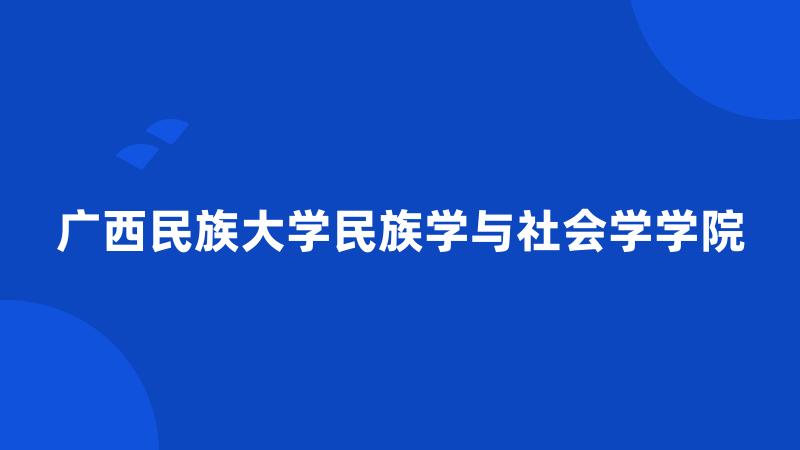 广西民族大学民族学与社会学学院