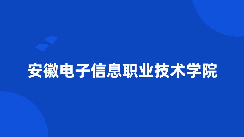 安徽电子信息职业技术学院