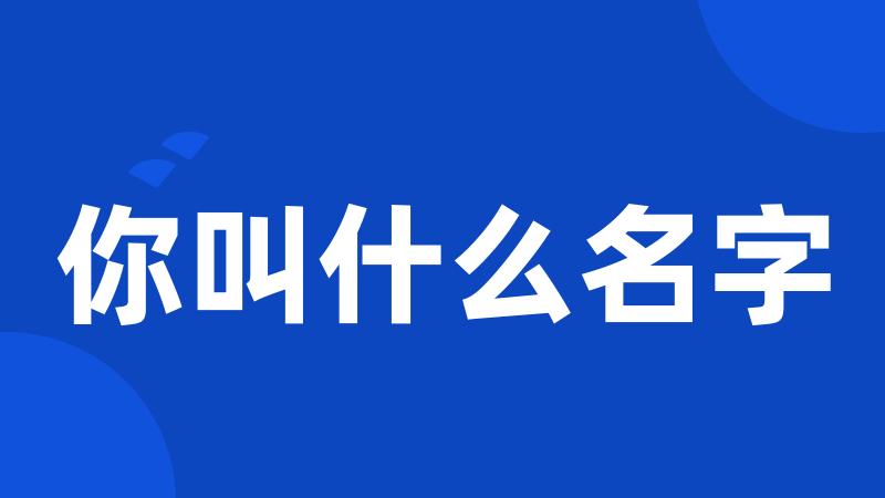 你叫什么名字