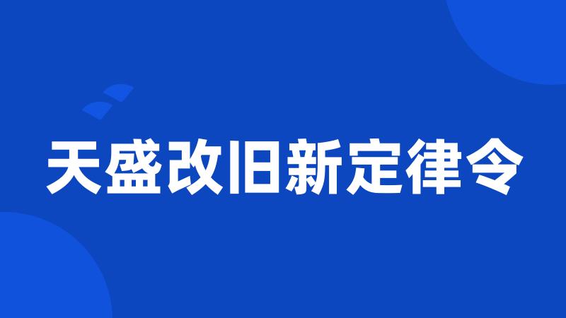 天盛改旧新定律令