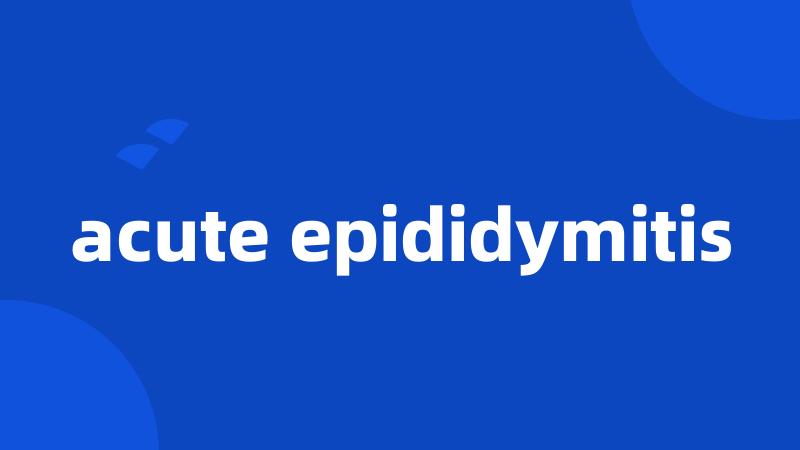 acute epididymitis