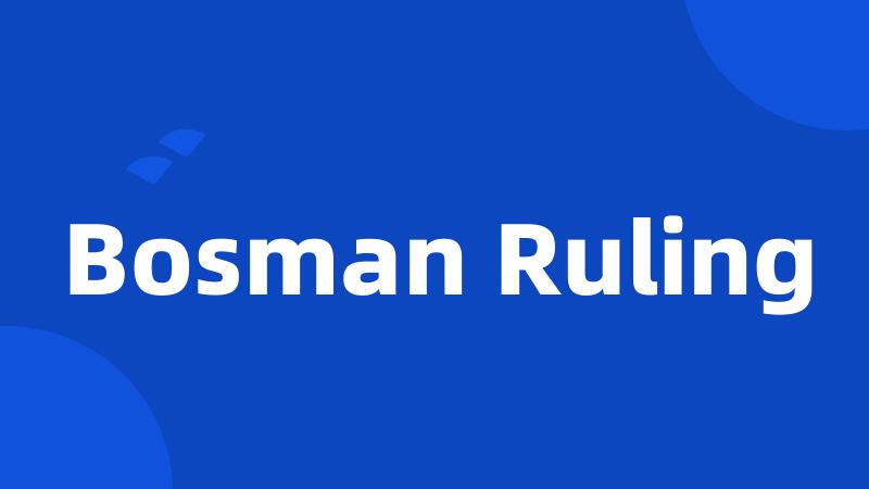 Bosman Ruling