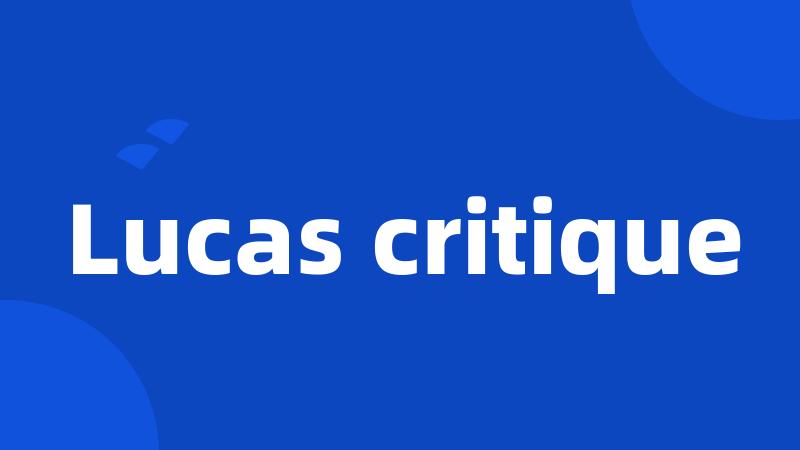 Lucas critique