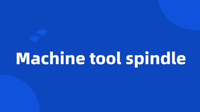 Machine tool spindle