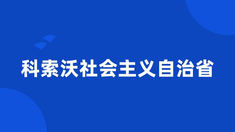 科索沃社会主义自治省