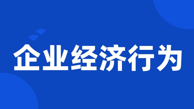 企业经济行为