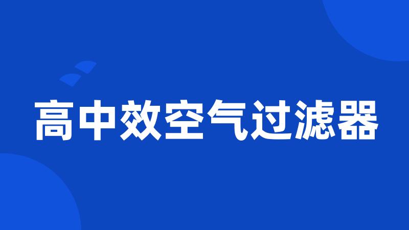 高中效空气过滤器