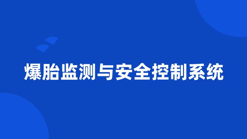 爆胎监测与安全控制系统