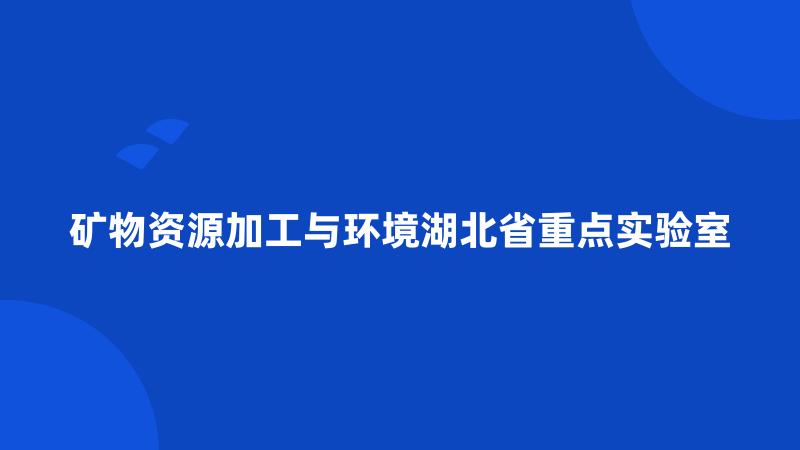 矿物资源加工与环境湖北省重点实验室