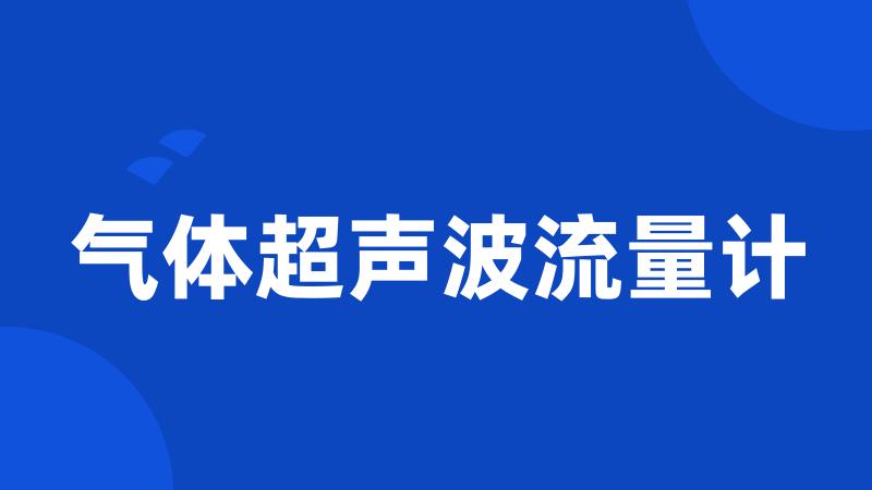 气体超声波流量计