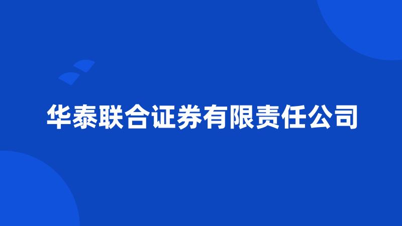 华泰联合证券有限责任公司