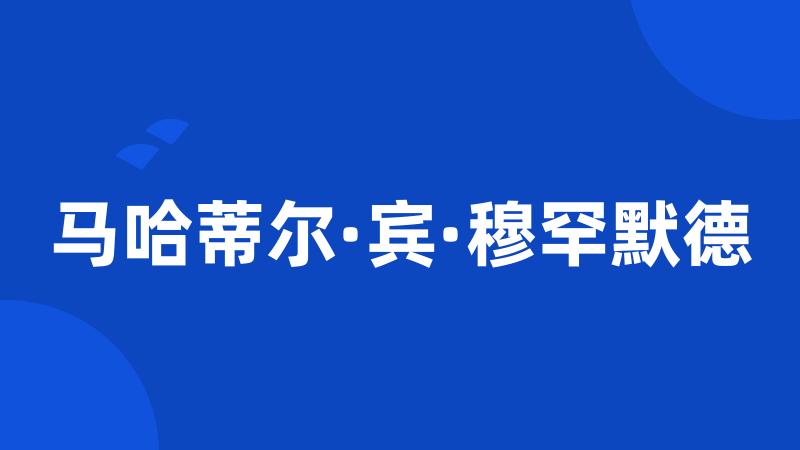 马哈蒂尔·宾·穆罕默德