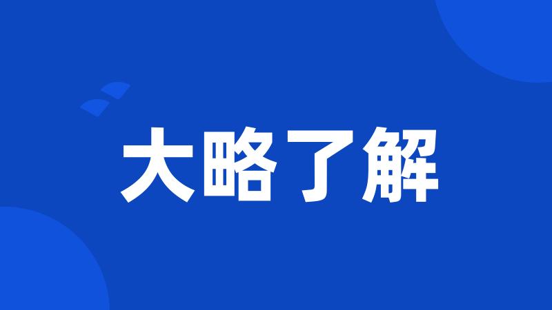 大略了解