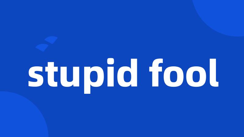 stupid fool