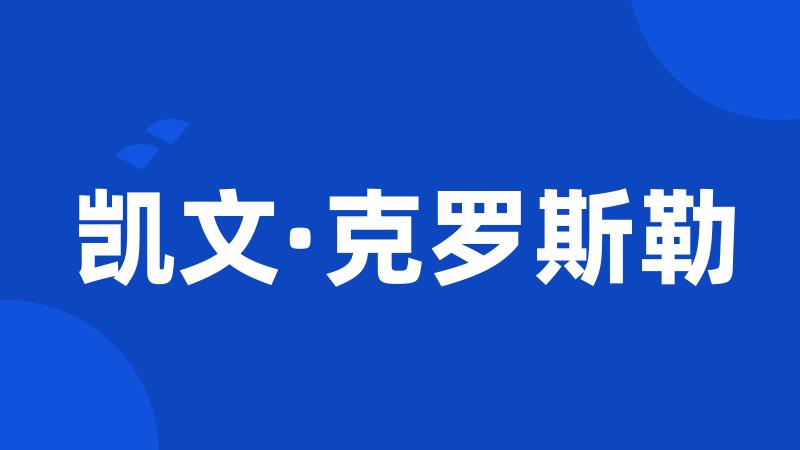 凯文·克罗斯勒