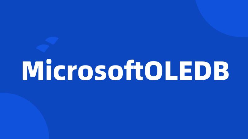 MicrosoftOLEDB