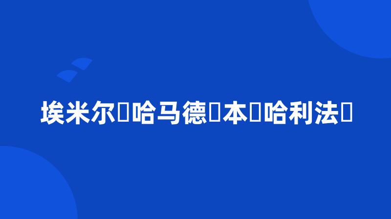 埃米尔・哈马德・本・哈利法・