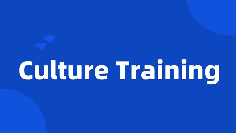 Culture Training