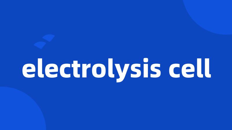 electrolysis cell