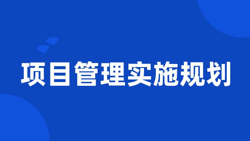 项目管理实施规划